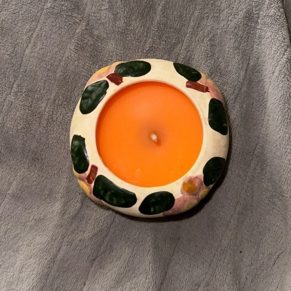NWT Clay Decorative Candle Peach Orange Jar Unused Home Decor Accent